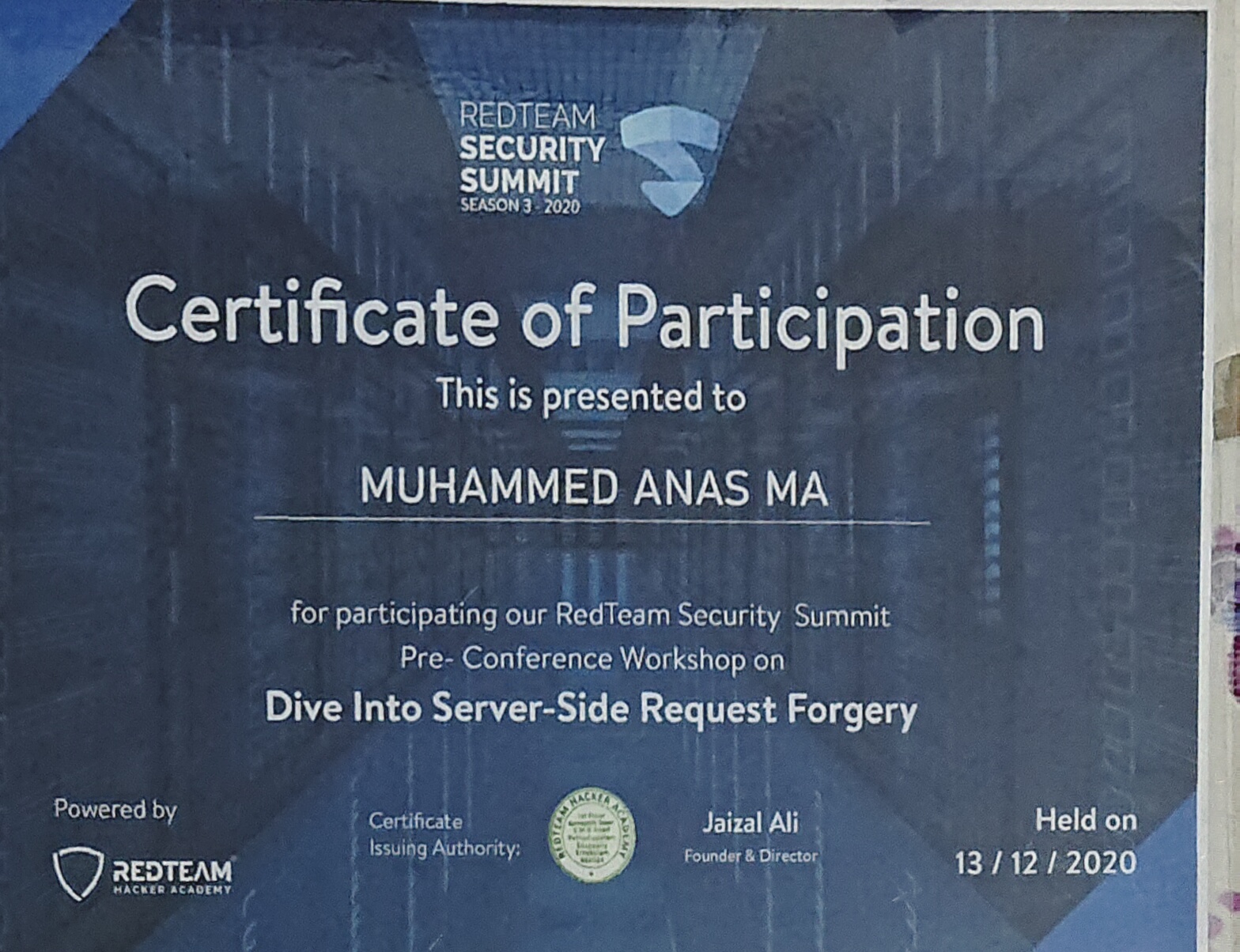 Server-side Request Forgery Certificate