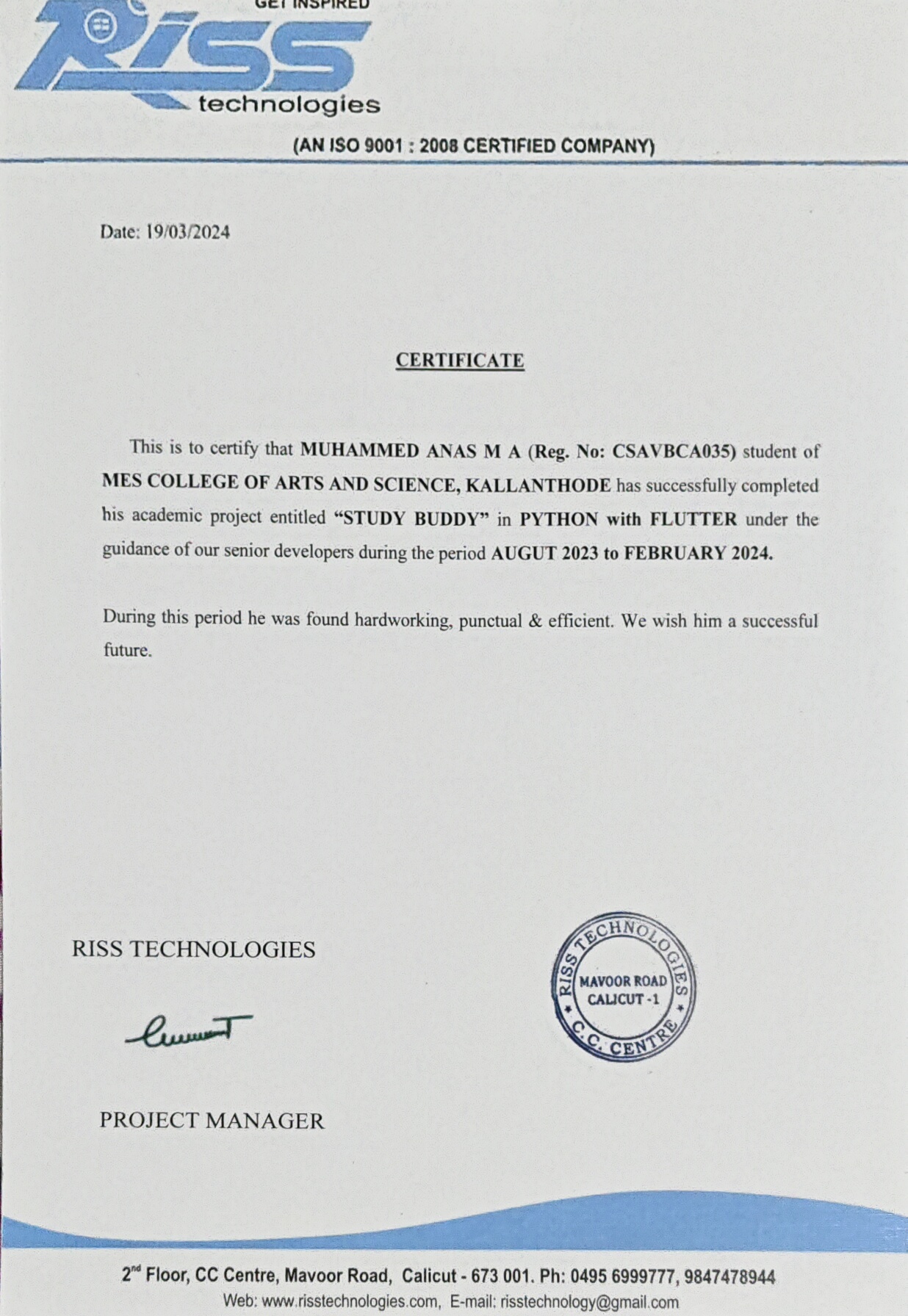 Python + Flutter Certificate