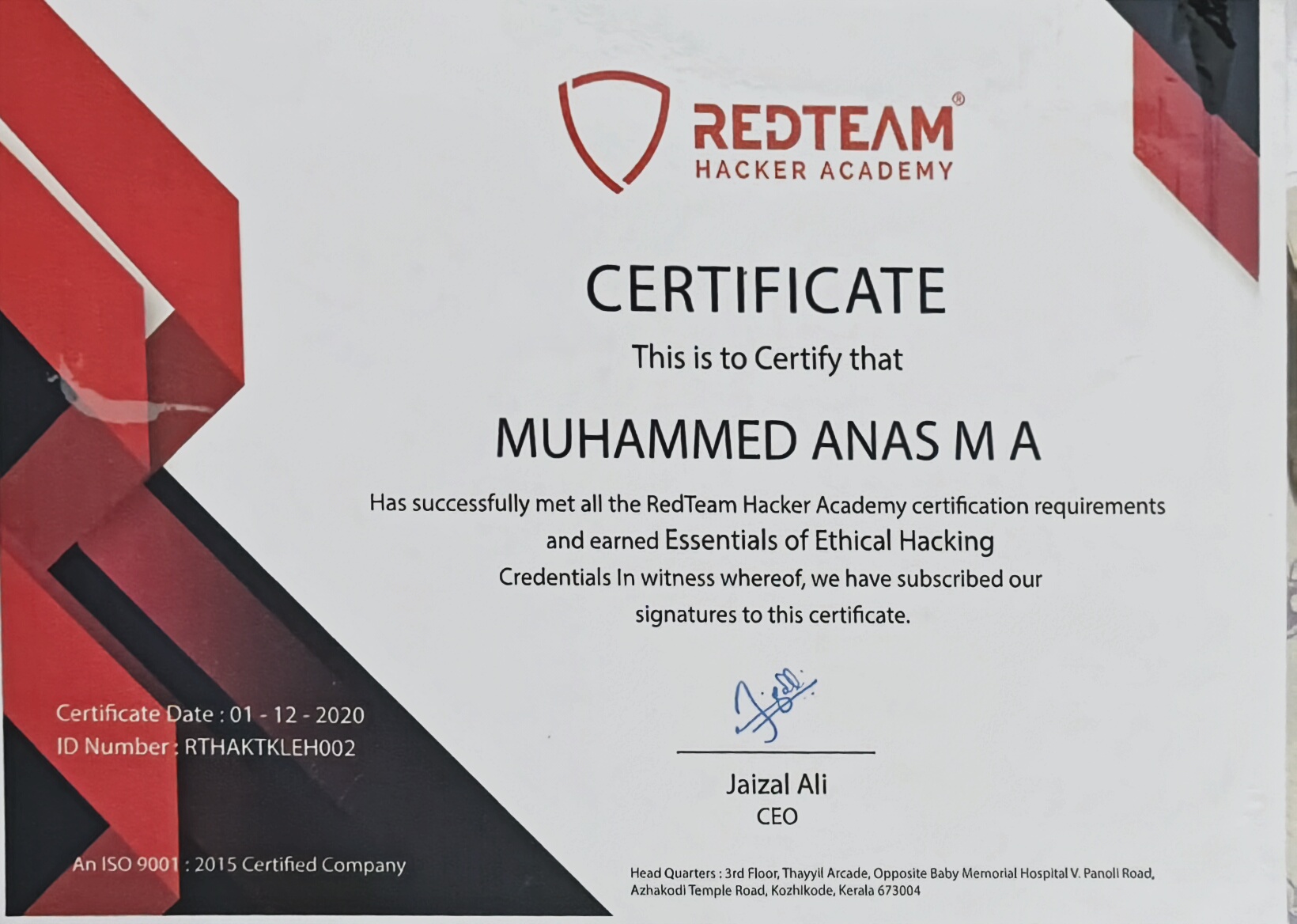 Essential Of Ethical Hacking Certificate