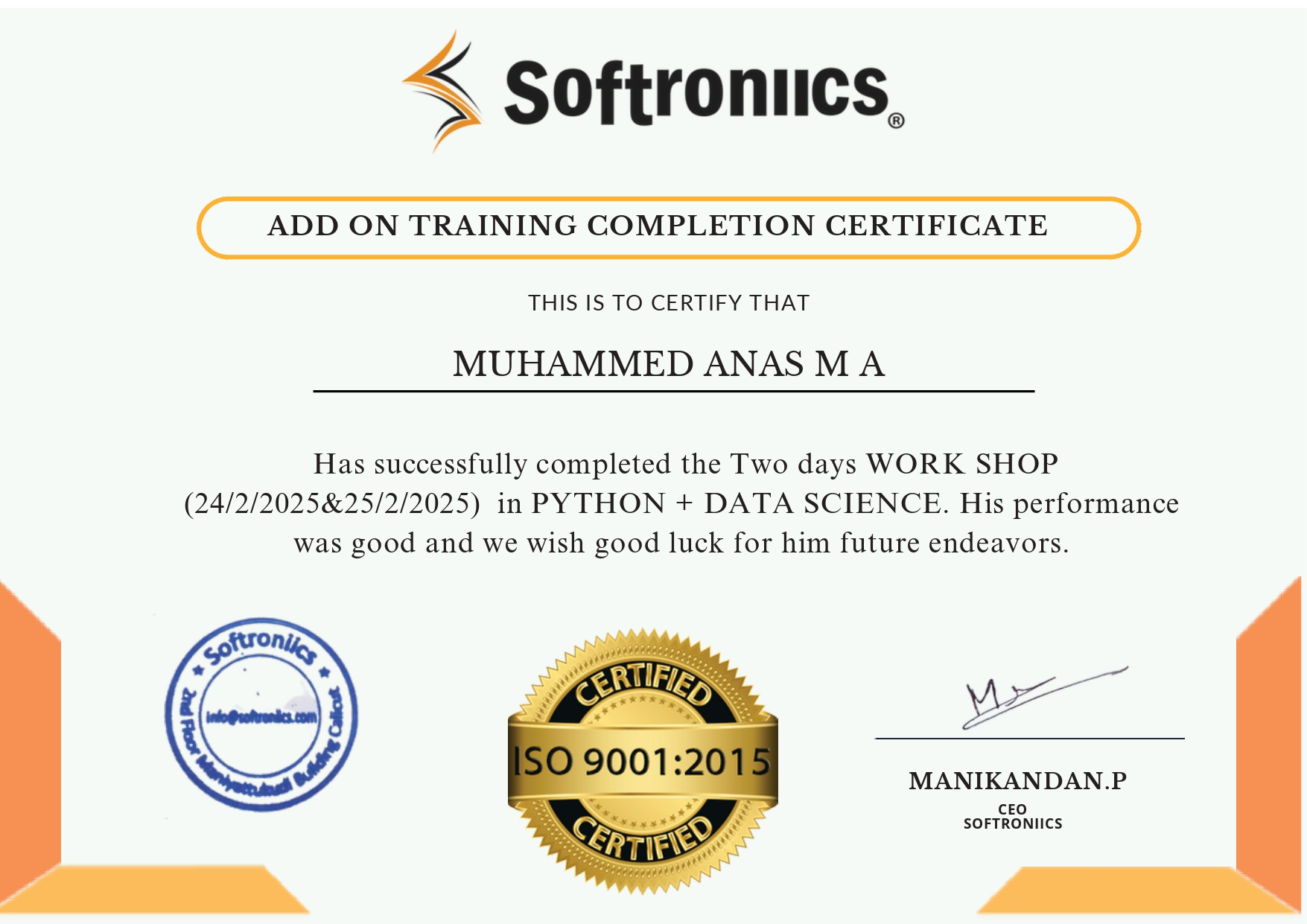 Data Science + Python Certificate